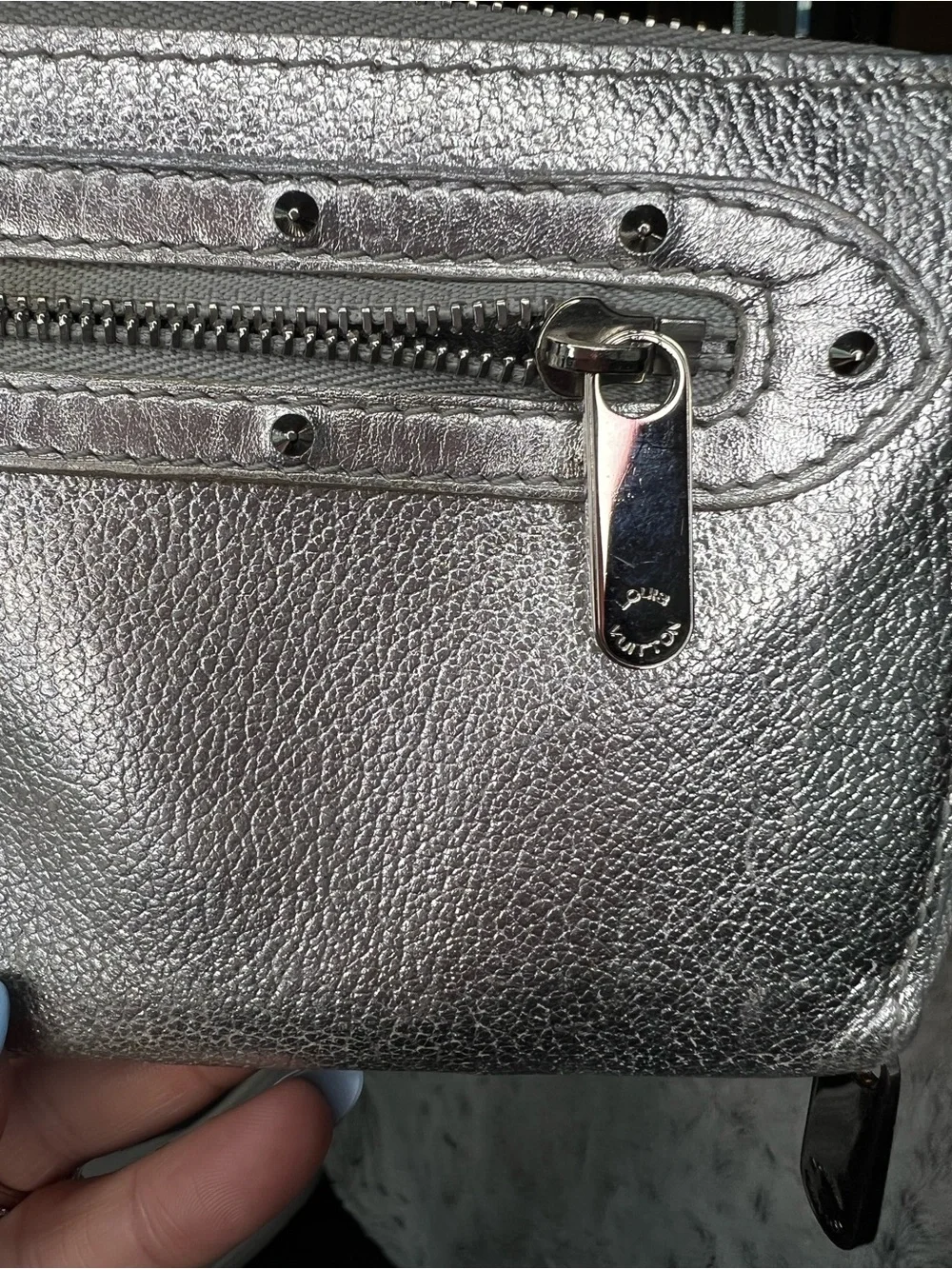 Louis Vuitton Silver Metallic Suhali Zip Wallet with Front Zip Pocket